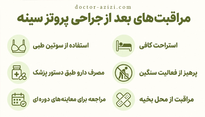 مراقبت های بعداز جراحی پروتز سینه